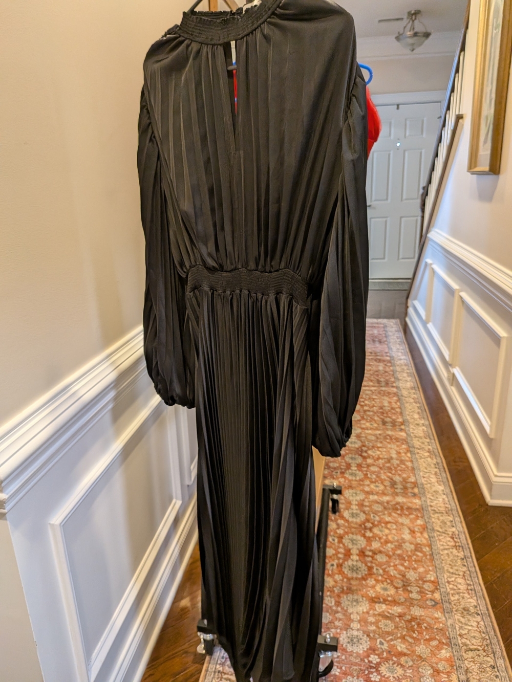 Petal & Pup Black Pleated Long Sleeve Maxi Dress Size 10